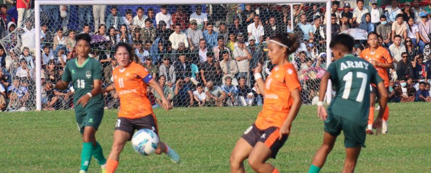 झापा महिला गोल्डकपः टाइब्रेकरमा आर्मीलाई हराउँदै एपिएफ  फाइनलमा 