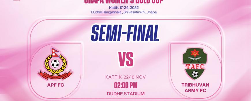 झापा महिला गोल्डकपः फाइनल प्रवेशका लागि विभागीय डर्बी एपिएफ र आर्मी खेल्दै झापा महिला गोल्डकपः फाइनल प्रवेशका लागि विभागीय डर्बी एपिएफ र आर्मी खेल्दै