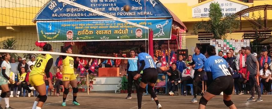 अर्जुनधारा महिला भलिबलः एपिएफ फाइनलमा अर्जुनधारा महिला भलिबलः एपिएफ फाइनलमा